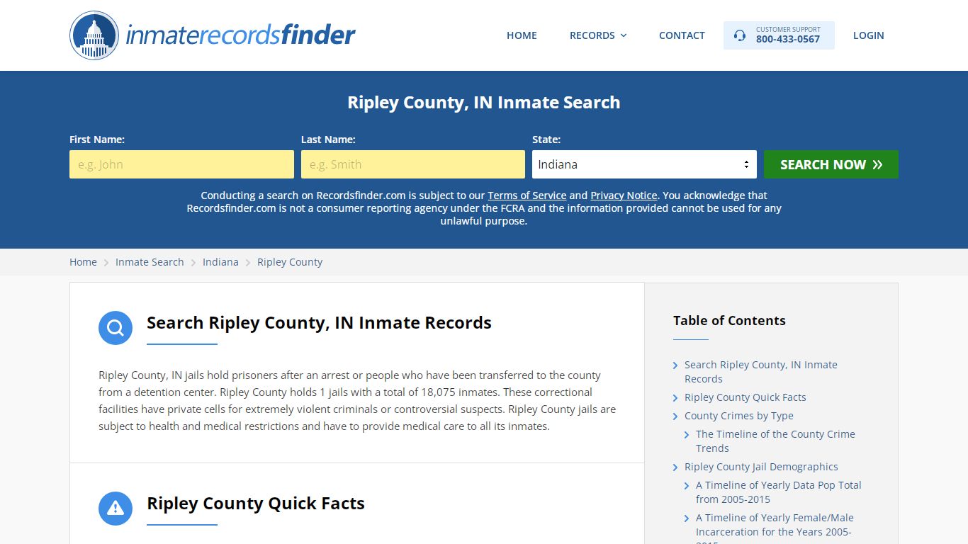 Ripley County, IN Inmate Lookup & Jail Records Online